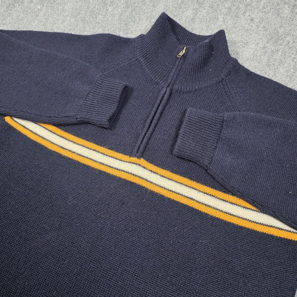 VTG Abercrombie & Fitch Sweater Mens M Blue Navy Performance Chunky Wool 1/4 Zip